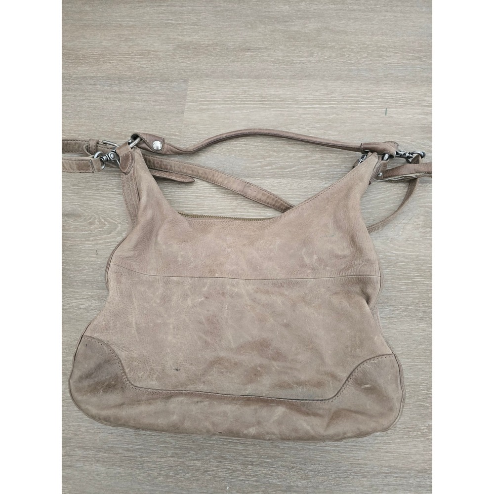 FRYE Hobo Bag‎ Distressed Leather Taupe Shoulder Handbag